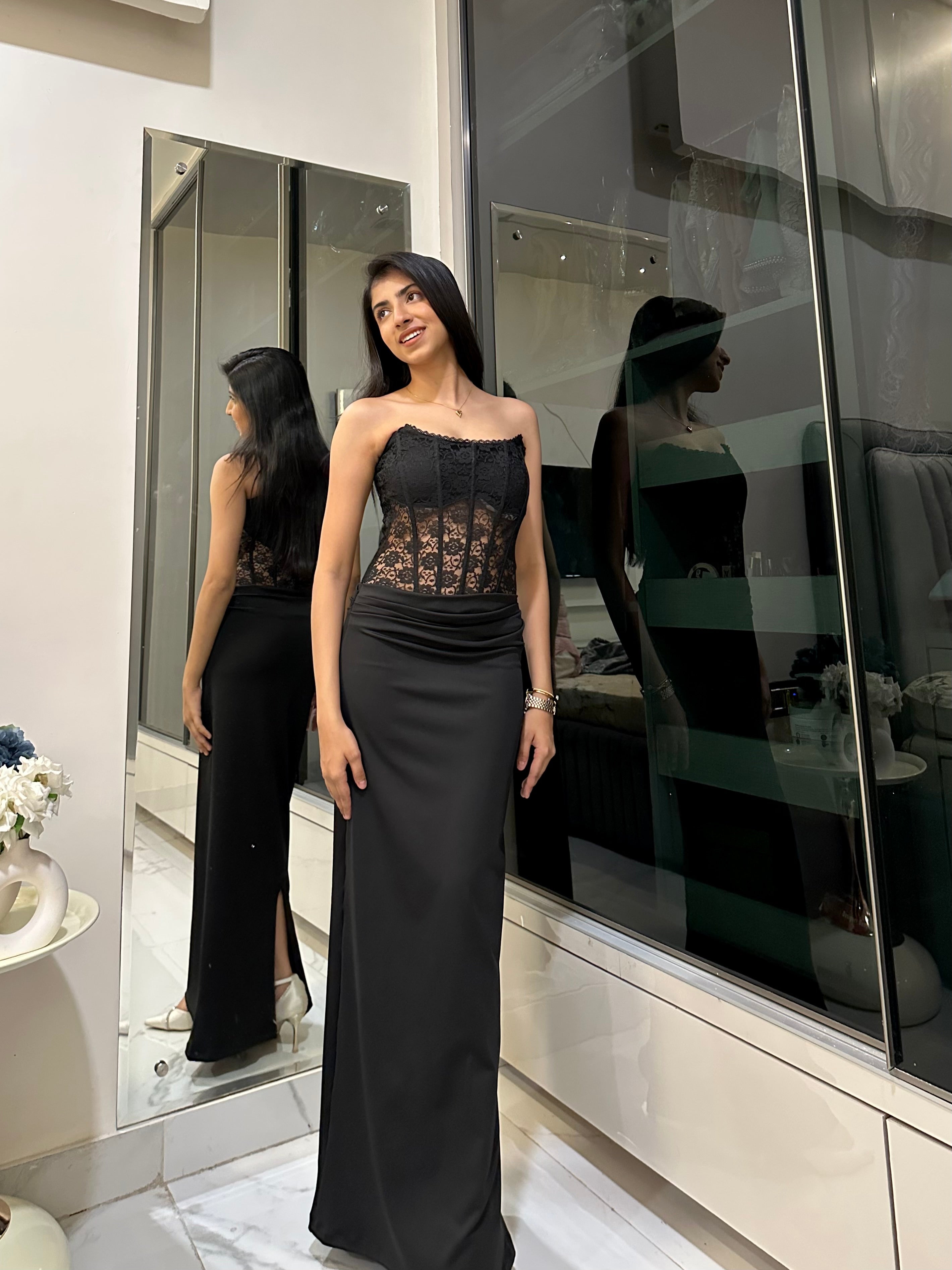 Lacy Midnight Corset Gown