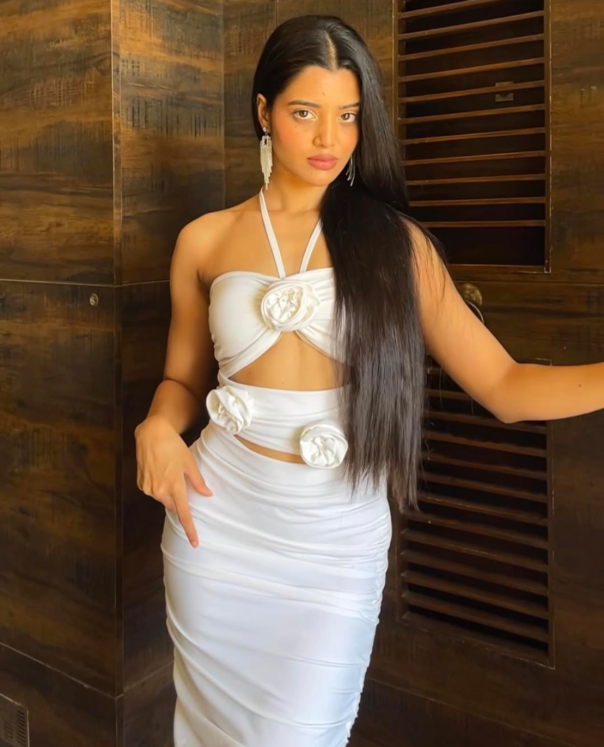 Rosy cutout dress