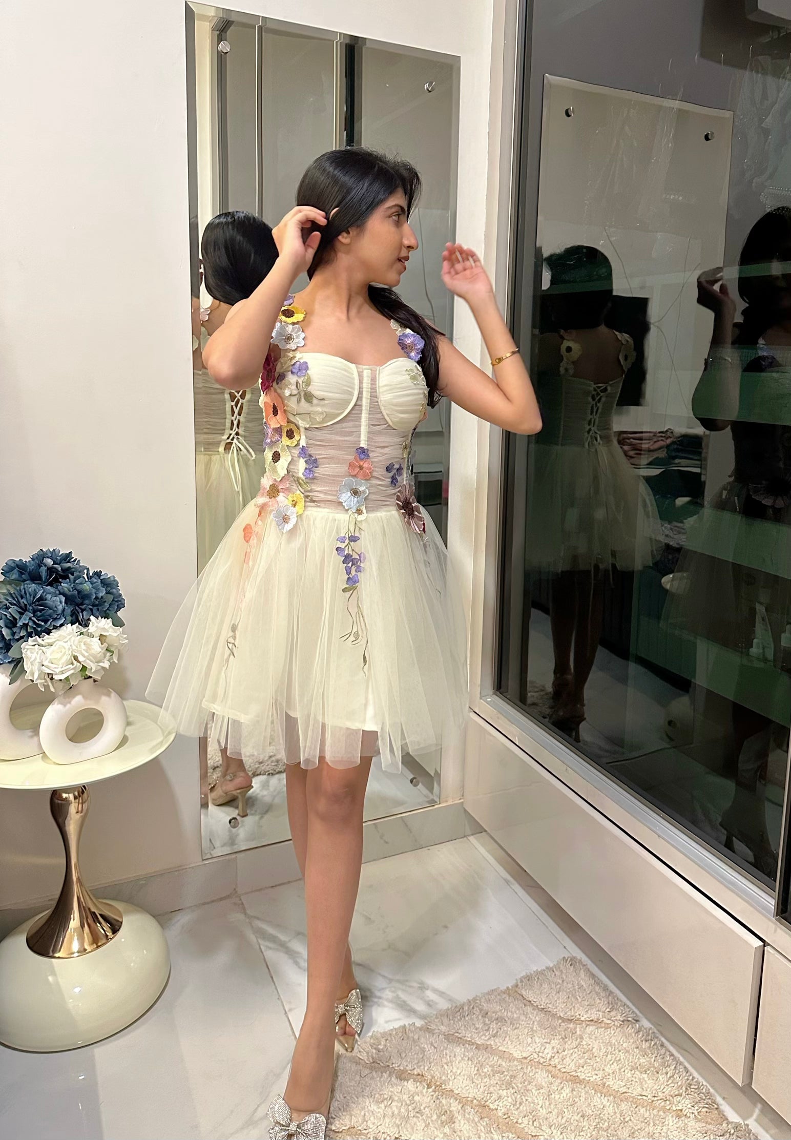 3D Flower Embroidery Dress