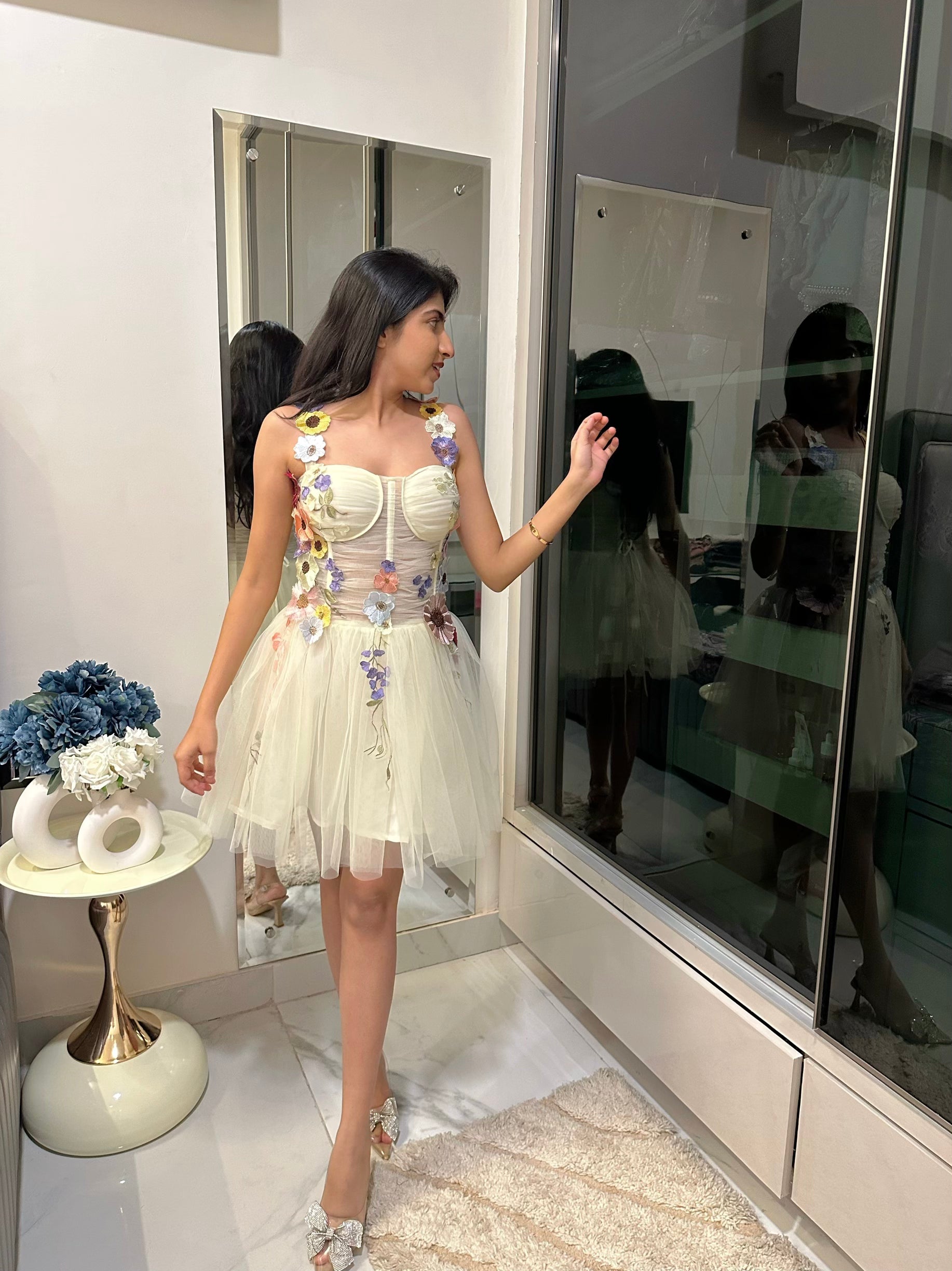 3D Flower Embroidery Dress