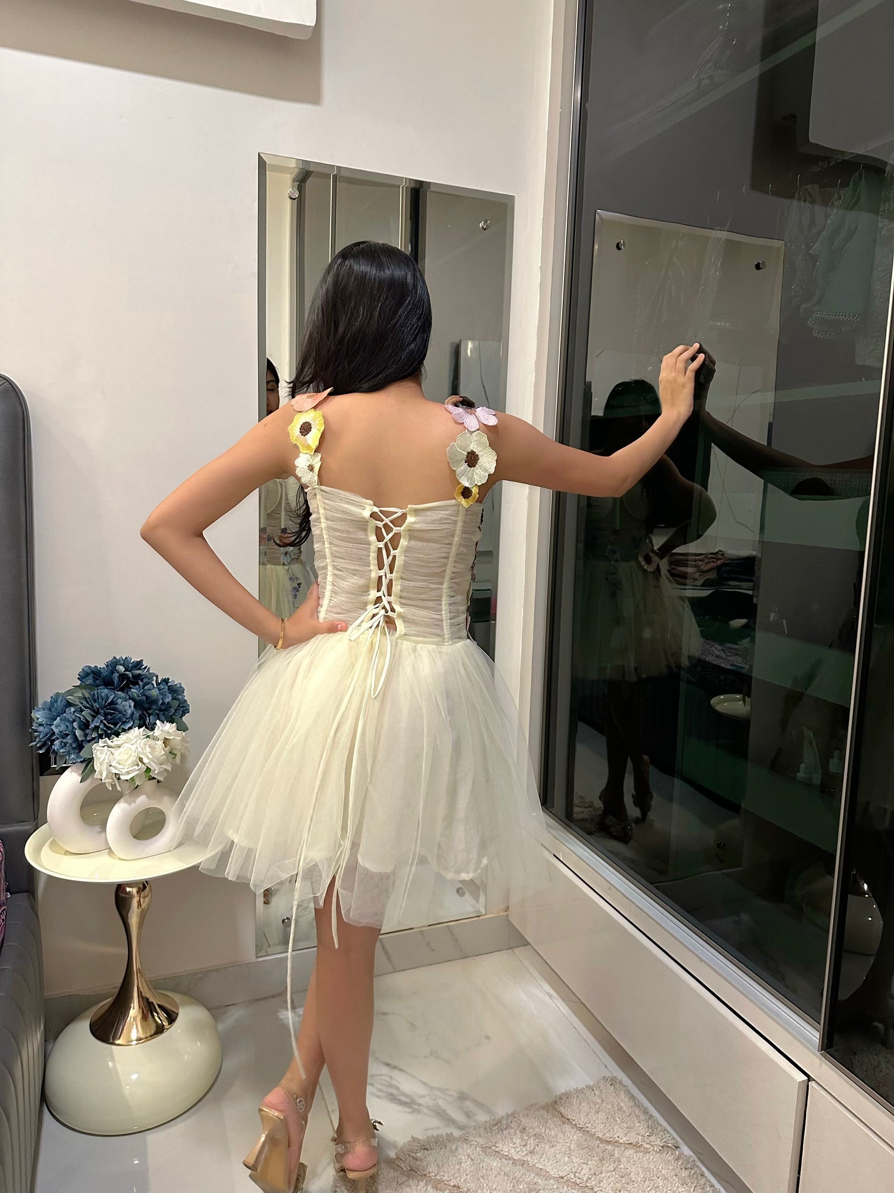 3D Flower Embroidery Dress