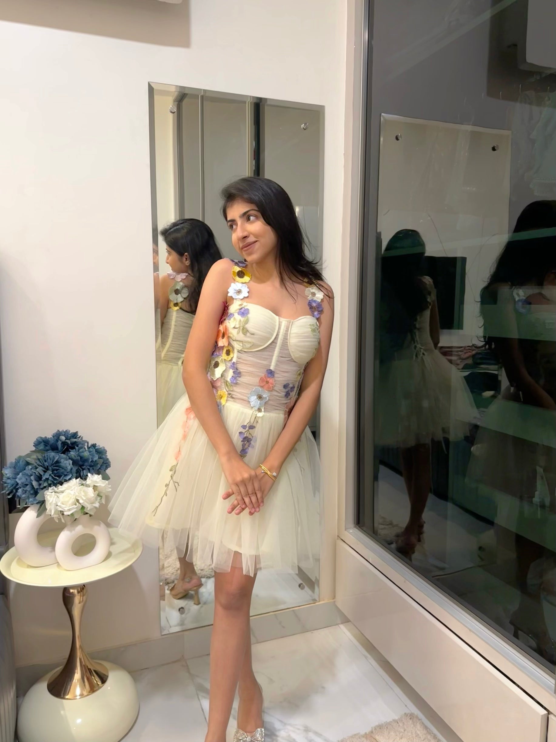 3D Flower Embroidery Dress